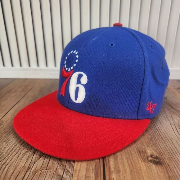 Philadelphia 76ers '47 Hardwood Classics Snapback Hat Cap Blue Red Script Retro - Picture 1 of 12